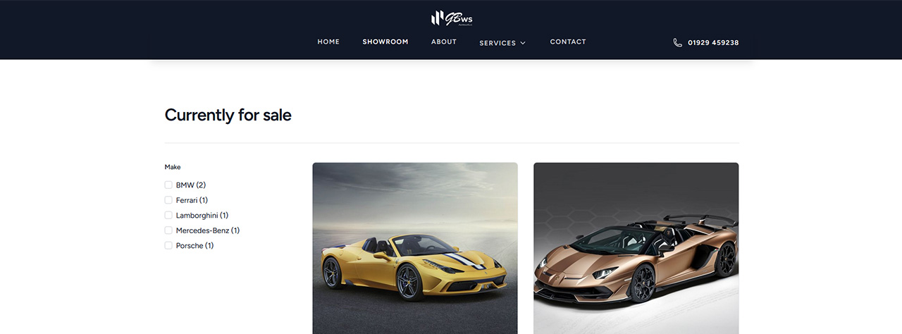 GBWS Automotive showroom screenshot