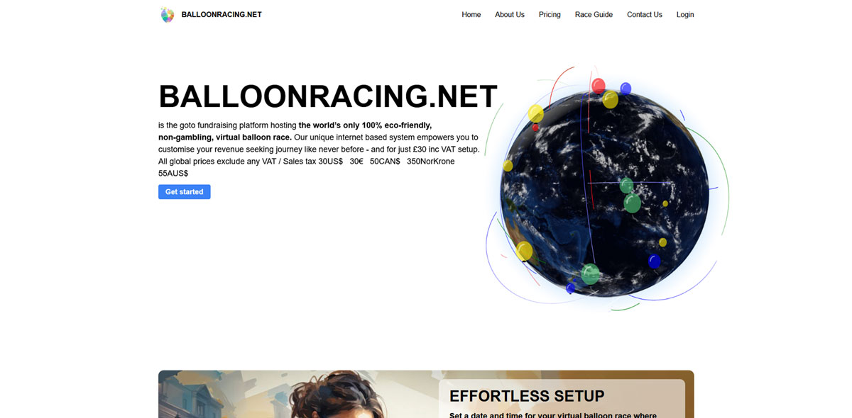 BalloonRacing homepage screenshot