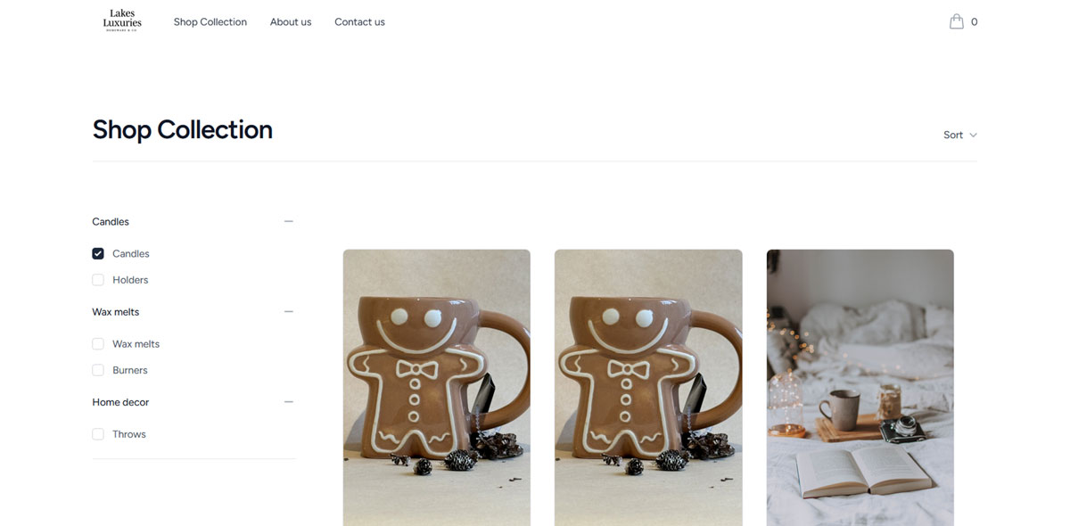 Lakes Luxuries shop screenshot